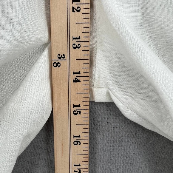 ENZA COSTA Tapered Pleated Pant Womens 25 White Linen Trouser Undyed High Waist - Picture 15 of 16